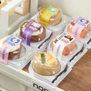 กล่องบรรจุม้วนเค้กสไตล์ญี่ปุ่นกล่องพลาสติกใสครึ่งวงกลมขนมตะวันตกสำหรับทำเบเกอรี่ขนมปังม้วนหนังเสือสวิสโรล