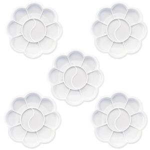 5-50Pcs Plum Shaped Pigment Tray 8.3cm Reusable Plastic Paint Palette for Watercolor Oil Acrylic Artist Painting Supplies