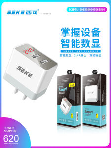 Smart High-Speed Charging Dual USB Port Adapter for iPhone Computer iPad Fast Charge Flash Charge Android Mobile Phone Tablet Display