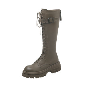 High-Top Boots Autumn/Winter Thick Sole Laced Riding Boots