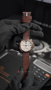 Jam Tangan Wanita Expedition Exp Chronograph E 6402 BFLTRSL Silver Dial Brown Leather Strap