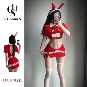 U Gonna S ชุดนอนคริสต์มาสเสื้อผ้ากุลสตรีสีแดงแขนสั้นชุดชั้นในดันชุดนอนแฟชั่น2025ดีไซน์ใหม่ยืดหยุ่นของขวัญคริสต์มาสสำหรับงานเลี้ยง