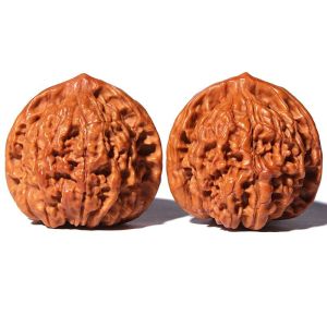 Cultural Playware White Lion Head Grinding Stone Hand Turned Walnut Handle Piece Triangular South Stone Patinated Dragon Pattern Emperor