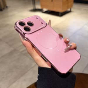 AO.HU | Magnetic AG Matte Pink Electroplated Large View Full-enclosure Phone Case
