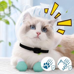 PawPulse【Local Stock】Anti-Bite Breathable Cat Muzzle Anti-Licking Transparent Cat Head Cover Sturdy Cat Grooming Accessories Cat Cover Helmet