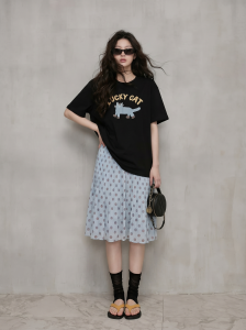 GULILI | Casual Womens Suit Black Polka Dot Skirt