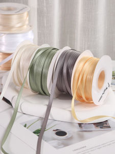 Ruy Băng Polyester Mỏng 5mm Ruy Băng Cưới DIY Thắt Nút Bướm Quà Tặng Cao Cấp Bó Hoa Bao Bì Ruy Băng Satin