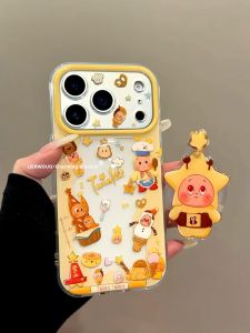 LIANGWU | Apple Compatible Cartoon Yellow Ice Cream & Star Figure Clear Phone Case