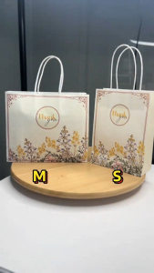 Store Age [50pcs] Love Floral Flower Printed Thank You Bag with 120gsm Japan Paper Wedding Bag - Size M [READY STOCK]