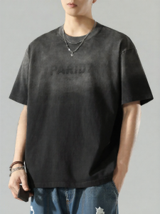 Wood soon | Washed Gradient American Style Loose T-Shirts Men