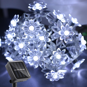 5/7/12M Purple Solar Flower String Lights Fairy LED Lights String Decorative Outdoor Lighting For Home Garden Holiday