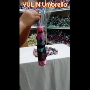 YH 3folds Satin UV Tela Printed Design with Plastic Pouch Sun/Rain Wind Proof (Manual)