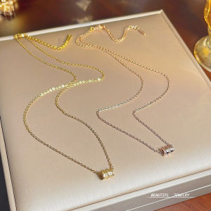 สร้อยคอไททาเนียม 18K ทองแดง จี้รูปดอกกุหลาบ ดีไซน์หรูหรา สไตล์เกาหลี โซ่กระดูกไหปลาร้า เครื่องประดับแฟชั่นสำหรับผู้หญิง