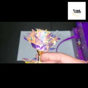 24K Colorful Gold Rose Forever Preserved Long Stem Rose Artificial Flowers Rainbow Rose Flower