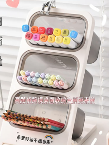 SG RumahHome® 3 Large Compartments Pen Holder Desk Organiser Table Shelf Stationery For Office Table Coffee Storage Box