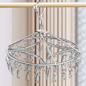 Stainless Steel Clothes Hanger Multi-clips Square Underwear Baby Clothesline Balcony Home Socks Drying Rack Storage Organizer