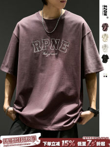 เสื้อยืดคอกลมแขนสั้นผ้าฝ้ายแท้พิมพ์ลายตัวอักษรสไตล์อเมริกันสำหรับผู้ชาย ทรงหลวม ลำลอง คู่รัก ฤดูร้อน แฟชั่น