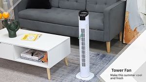 Tower Fan Safe Bladeless Electric Stand Fan with Remote Control Floor Fan Shaking Head 3 Speed Home Office Air Cooler Electric Fan Inverter Low Noise Household Air Conditioner Fan