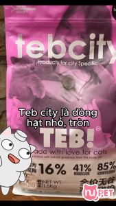 Thức ăn hạt khô Teb City cao cấp cho mèo - Hạt cho mèo có topping Tebcity - Bịch 1.5kg