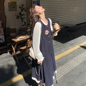 Elegant White Long Dress Tank Top Two-Piece Set Womens Spring New Whole Dress Commuter Style round Neck A-Line Skirt