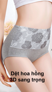 Quần lót nữ lưng cao GLDL049 Queenbe cotton mềm dệt hoa hồng 3d