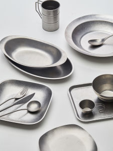 Retro Industrial Style Stainless Steel 304 Vintage Dining Utensils for Restaurant Coffee Shop Cake BBQ Restaurant Plates