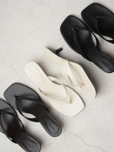 Kendall Style 5cm High Heel Sandals Minimalist Square Head Toe Post Holiday Feel Inner And Outer Sheepskin Low Key Vacation Sensation