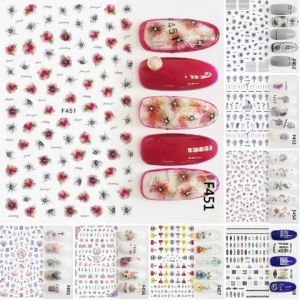 Sticker Dán Móng Tay Họa Tiết Bông Hoa Đỏ - Xanh / Hoa Lavender Oải Hương / Ngựa Hồng Pony / Hoa Văn / Chữ Viết / Nails sticker Series F – F453