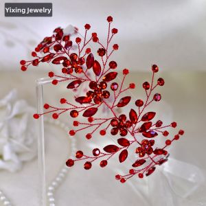 Elegant Red Rhinestone Waist Belt for Bride Wedding Dinner Dress Accessory Fashionable Original Design SA225 Alloy Buckle