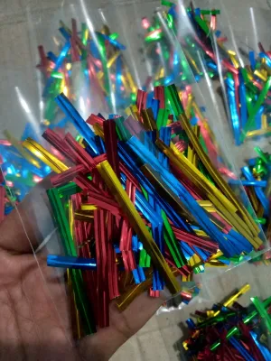 Pita kawat twist warna-warni 100pcs/bks 6cm / tali permen