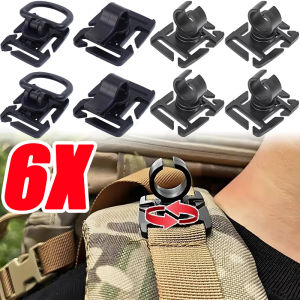 6 ชิ้น 360 ° หมุนรูปตัว O/U-แหวนผู้ถือไฟฉายกลางแจ้งอเนกประสงค์ภูเขากระเป๋าเป้สะพายหลังผู้ถือโคมไฟท่อน้ำหนีบเดินป่าตั้งแคมป์อุปกรณ์เสริม