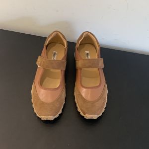 Retro Round Toe Magic Tape Soft Sole Ballet Style Thick Sole Mary Jane Shoes