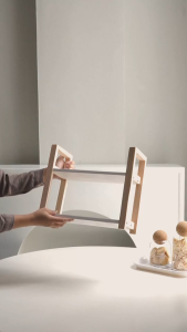 Rak Bumbu Dapur 2 Susun Minimalis Aesthetic/Rak Kayu Serbaguna/Kitchen Organizer/Rak Toples Dua Tingkat