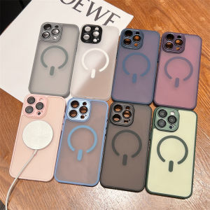 Matte Silicone Magsafe Phone Case For iPhone 16 15 14 13 12 11 Pro Max Built-in Lens Glass Protection For iPhone 16 15 14 Plus Full-coverage Shockproof Casing