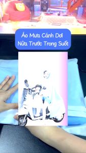 Áo Mưa Cánh Dơi Nửa Trước Trong Suốt Cho Mẹ Chở Bé Dễ Dàng Có Kính Che Mặt Tiện Lợi Vải PVC Hàn Quốc Bền Chắc Mềm Mịn