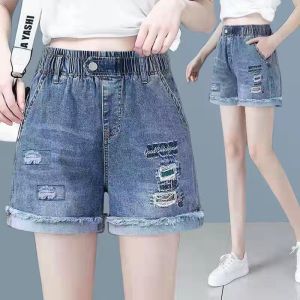 กางเกงขาสั้นผ้ายีนส์เอวสูงทรงสลิมฟิตสำหรับผู้หญิง กางเกงขาสั้นทรงเข้ารูปบางฤดูร้อน กางเกงยีนส์ทรงเข้ารูปสำหรับผู้หญิง