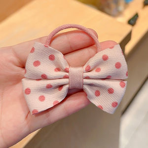 Colorful Polka Dot Butterfly Knot Hair Clips Elastic Bands Children Hair Accessories Princess Side Bun Girl Headwear