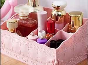 กล่องใส่เครื่องสําอางค์ 6 ช่อง พร้อมถ้วยกลม สามารถวางพู่กัน ตะไบ หรืออุปกรณ์ทําเล็บอื่น