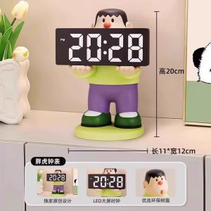 Creative Fat Tiger Desktop Clock Living Room TV Cabinet Decorative Accessories High End Resin Timers Cartoon Style Home Decor