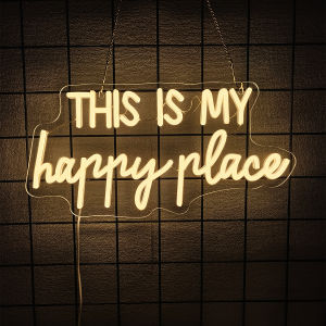 This Is My Happy Place Neon Sign For Wall DecorLed Neon Light For Bedroom DecorMan CaveBar ClubBirthday PartyGame Room