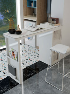 Nordic Style Coffee Table High-legged Rock Board Integrated Bar Counter Small Apartment Home Dining Room Side Cabinet