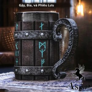 Ly Bia Thép Không Gỉ Dung Tích Lớn Ly Rượu Kim Loại Cách Nhiệt Cốc Cà Phê Kiểu Thùng Tay Cầm Gỗ Quà Tặng Cho Quán Bar Tiệc Tùng