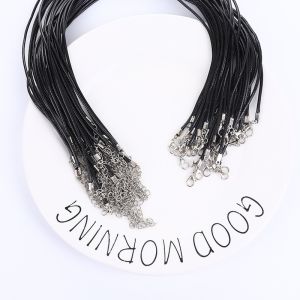 สร้อยคอเชือกหนังสีดำ โซ่เสื้อกันหนาวแบบอเนกประสงค์สำหรับนักเรียน โซ่จี้แฟชั่นเกาหลี โซ่เชือกหนังสีดำ อุปกรณ์ทำเครื่องประดับ DIY