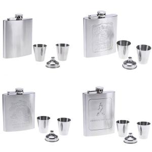 7oz Outdoors Portable Stainless Steel Drink Mug Flask Flagon Funnel Cup Set