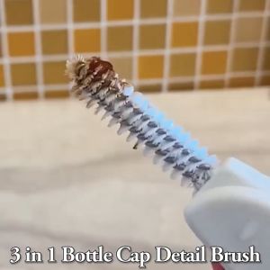 Cap Brush Bottle Brush 3 In 1 Bottle Cup Cover Cleaning Brush Portable Multifunctional Groove Cleaning Brush 锅盖杯盖刷