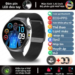 Đồng Hồ Thông Minh Khám Sức Khỏe Vi Mô Mới Năm 2025 Dành Cho Nam Giới Đo Điện Tâm Đồ (ECG) + Đo Nhịp Tim (PPG) Lipid Máu Axit Uric Oxy Kết Nối Bluetooth 5.1 Gọi Điện Chống Nước.
