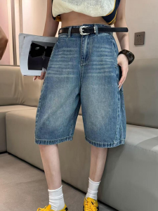 Shalldoer | Quần Jeans Denim Ống Rộng Mùa Hè Cho Nữ Cạp Cao Kiểu Dáng Thường Ngày Quần Ống Rộng Thoải Mái Thời Trang