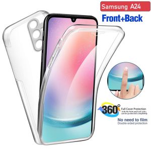 GalaxyA15 Case For Samsung Galaxy A15 A25 A35 A55 A05 A05S A 15 25 35 55 5G 4G SAM 2023 2024 Phone Casing Back Cover Clear Transparent Shockproof Front Soft TPU Back Hard PC 360 Full Body All Include