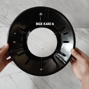 Terlaris !! 1 Paket Tatakan Kompor Gas Anti Angin Kaki 4 5 6 Enamel Coating Hitam Gratis Centong