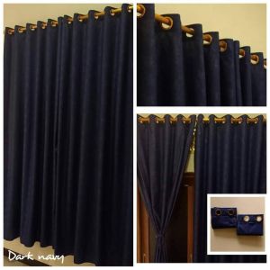 Tirai Gorden Pintu dan Jendela Polos Embos Ring Smokering Abu Marun Coklat Hijau